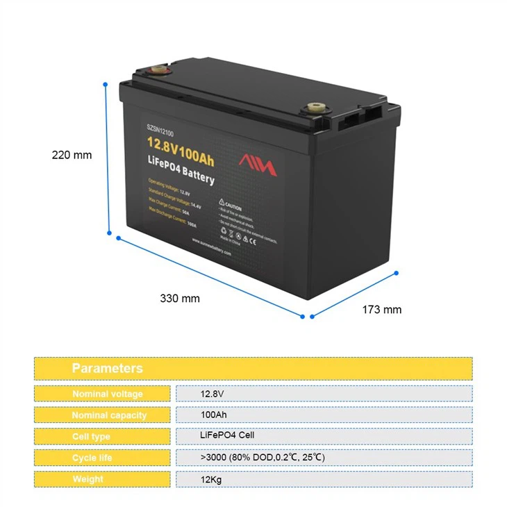 Deep Cycle 12V 100Ah Rechargeable Lifepo4 Battery Pack With Build-in Bluetooth BMS