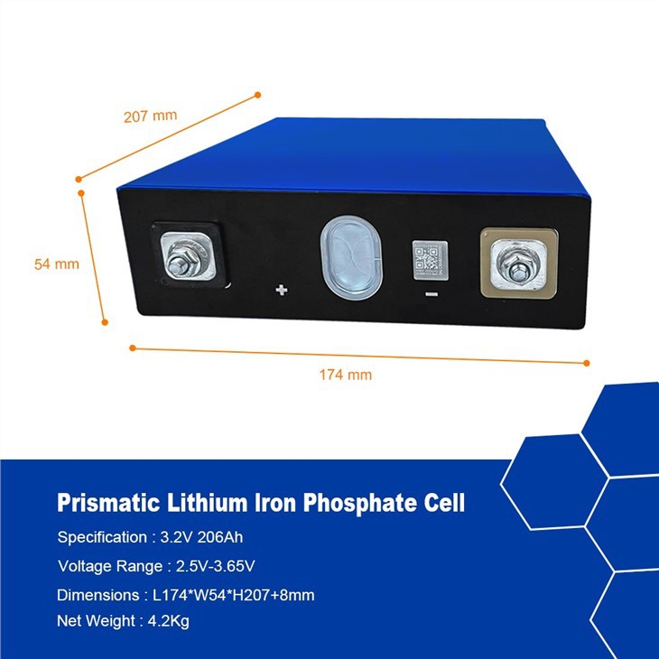 Grade A EV Lifepo4 Lithium Ion Battery 3.2v 206Ah Prismatic LFP Cell For 48V Power Solar Energy Storage System Pack